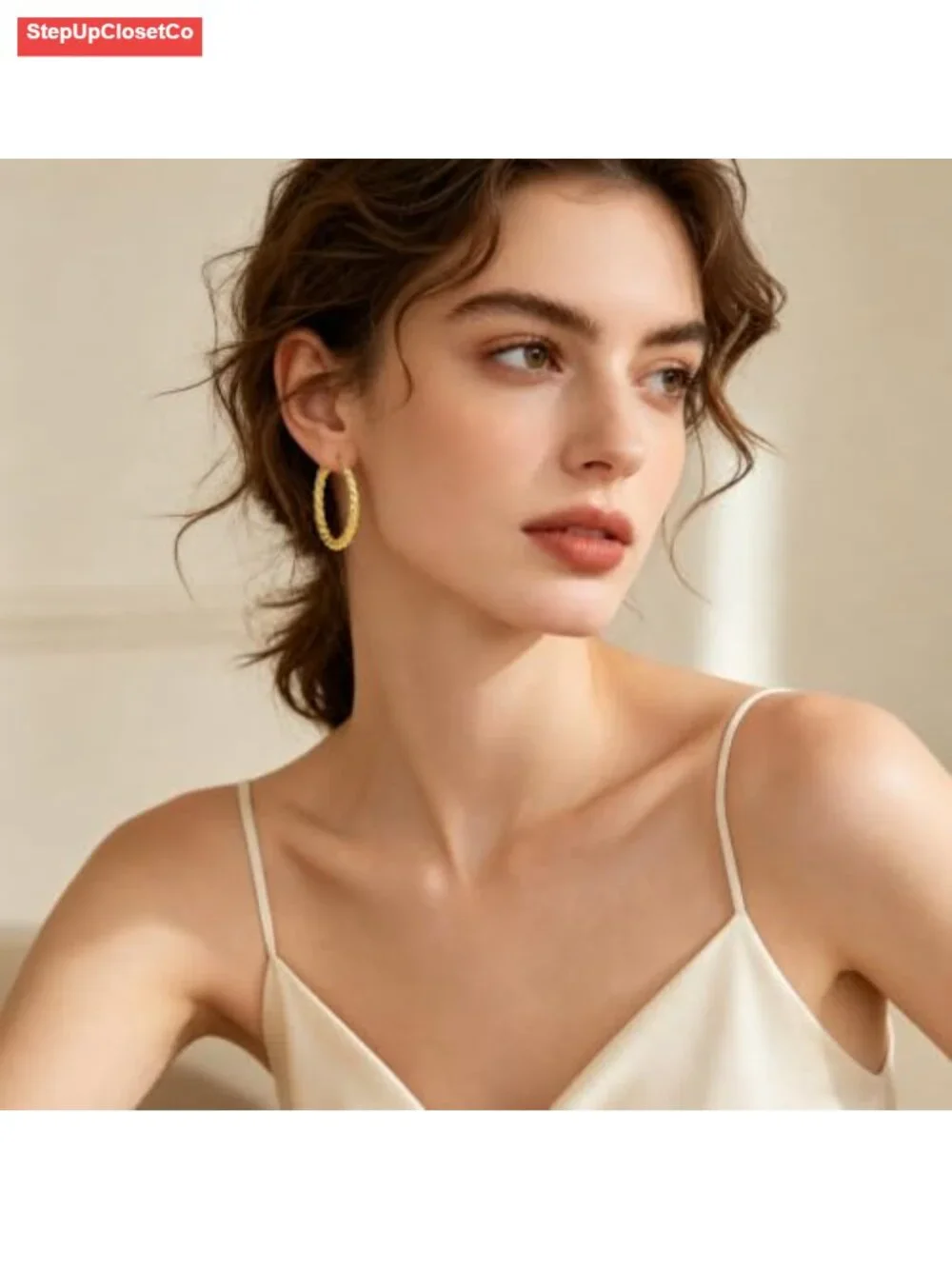 14K Gold Plated Twisted Hoop Earrings for Women Lightweight Hypoallergenic